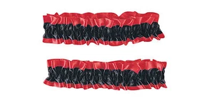 LOTE DE 2 ACCESORIOS DE DISFRAZ PARA ADULTOS SEXY DE LIGAS/BRAZALETES NEGROS Y ROJOS RUGIENTES AÑOS 20 - Imagen 1 de 1
