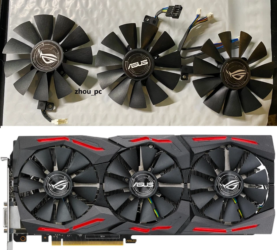 ZHOU_PC GPU Replacement cooler Fan For ASUS ROG STRIX GTX 1080ti 1080 1070ti 1060 RX 580