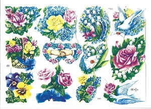 Chatarra troquelada en relieve inglés Mamelok - Preciosas flores y pájaros 1610 - Imagen 1 de 2