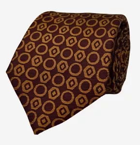KITON NAPOLI 7-Fold Brown Dot Print Silk Tie D1 - Picture 1 of 2