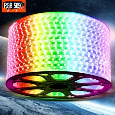 New 220V 240V RGB LED Strip Light Waterproof 5050 SMD tape lighting rope 1-100m - Image 1 of 4