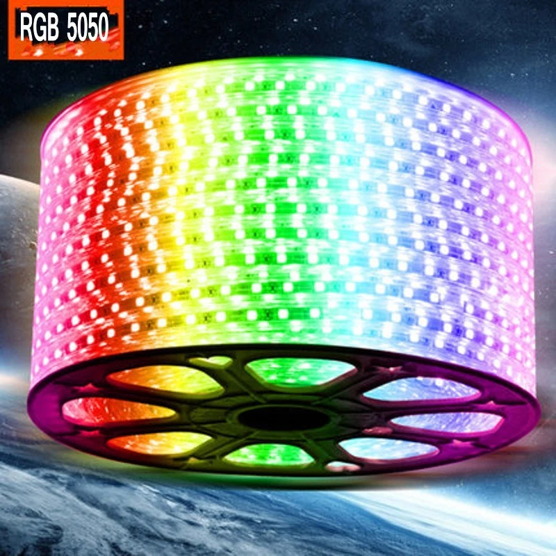 New 220V 240V RGB LED Strip Light Waterproof 5050 SMD tape lighting rope 1-100m - Image 1 of 4