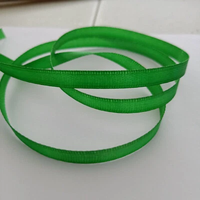 6mm Green Polyester Satin Ribbon 2M Scrapbook Cards Crafts Hair AUS Free Postage - image 1 of 4