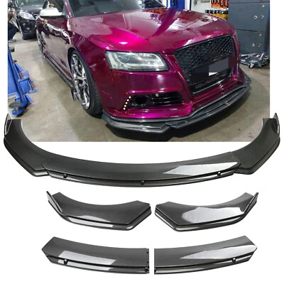 Front Bumper Lip Splitter Spoiler Carbon Fiber Style For Audi A3 A4 A5 A6 S5 S6 - Image 1 of 4
