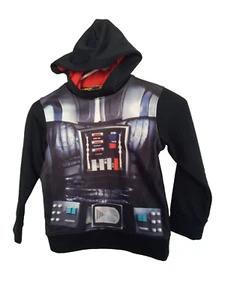 Star Wars Darth Vader Hooded Sweatshirt KIDS Size M 5/6 Graphic Black Polyester - Picture 1 of 8