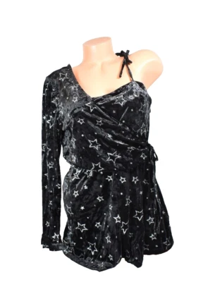 Mameluco para mujer Topshop elegante de terciopelo de un hombro con estrellas brillantes talla 10 nuevo con etiquetas Foto 1 de 4