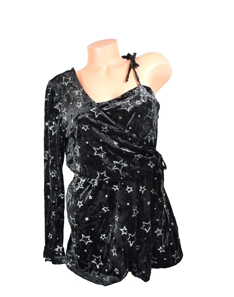 Mameluco para mujer Topshop elegante de terciopelo de un hombro con estrellas brillantes talla 10 nuevo con etiquetas Foto 1 de 4