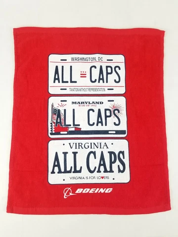 Washington Capitals License Plate All Caps Rally Towel Boeing NHL Hockey MD DC Cover