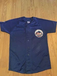 Vintage New York Mets Size Youth Large (L) Jersey Russell Athletic Mesh Button - Picture 1 of 5