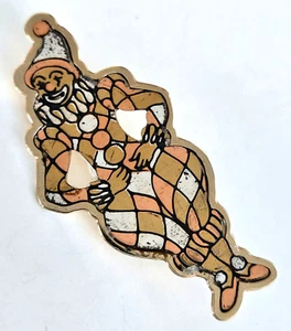Vintage Signed Tritone Harlequin Clown Tri Color Gold Tone Pin 2.25" - Picture 1 of 4