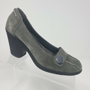 gray pumps block heel