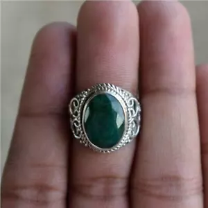 Emerald Quartz 925 Sterling Silver Handmade Christmas Gift  Ring  EM-163 - Picture 1 of 4