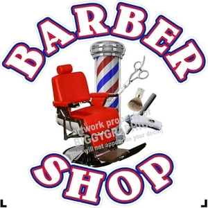 24" X 24"    VINYL DECAL FOR BARBER SHOP HAIR DRESSER WALL OR WINDOW WHITE TEXT - Picture 1 of 2