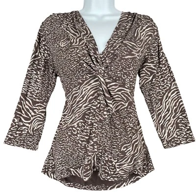 Fresh Produce Top S Boho Flowy Casual Twist Animal Print Cheetah Zebra Office - Image 1 of 4