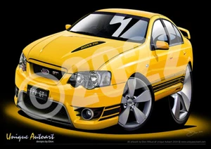 Ford FPV GT Print - 2006 FPV BF GT Cartoon Drawings ( 32 Colours ) - Picture 1 of 37