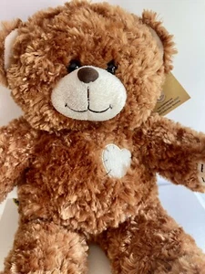 Build A Bear Plush Champ Brown Calico Heart Patch Stitch Stuffed Teddy W Tag - Picture 1 of 8