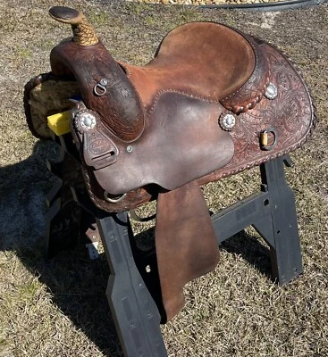 Paul Garcia 1982 Leddy 14.5” Custom Hand Made Saddle Bowman Tree Silver Oak - Image 1 of 4