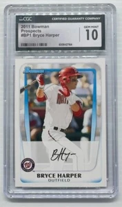2011 Bowman Bryce Harper Prospects #BP1 Nationals CGC 10 - Picture 1 of 2