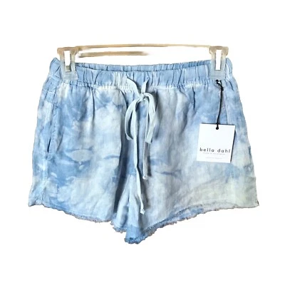 Bella Dahl Women’s High Waist Drawstring Linen Tie Dye Frayed Shorts Size XS NWT - Image 1 of 4