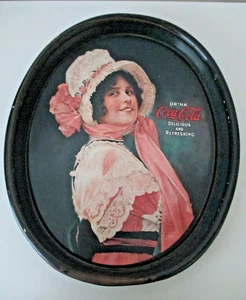 Coca-Cola "Betty" Oval Metal Tray 1972 Repro Design From 1914 Vintage 15" AZB - Picture 1 of 7