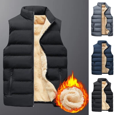 Men Sleeveless Overcoat Body Warmer Puffer Quilted Padded Unisex Jackets Vest  ♡ - Image 1 of 4