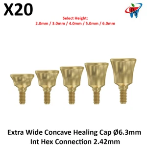 20x Zahnprothese extra breite konkave Heilkappe Ø6,3 Int Sechskant 2,42 Titan - Bild 1 von 6