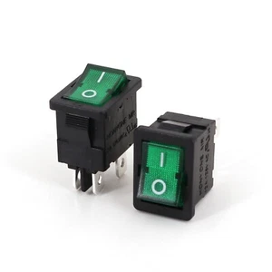 5Pz 15x21mm 220V Indicatore Verde 4Pin ON-OFF DPST Mini Interruttore a bilanciere 12A 125VAC - Foto 1 di 7