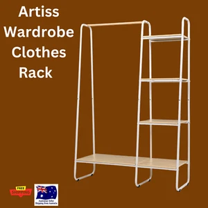 Artiss Wardrobe Clothes Rack Airer Coat Stand Closet Rail Hangers 150cm Pine - Picture 1 of 8
