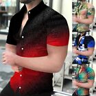 Breathable Shirts Printed Summer 3D Digital Blouse Button-Down Clothing