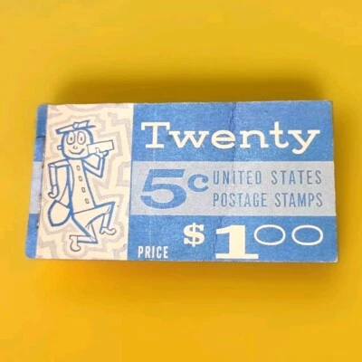 VINTAGE Partial Booklet 15 5¢ Cent Stamps Blue Washington #BK115 FREE SHIPPING - Image 1 of 3