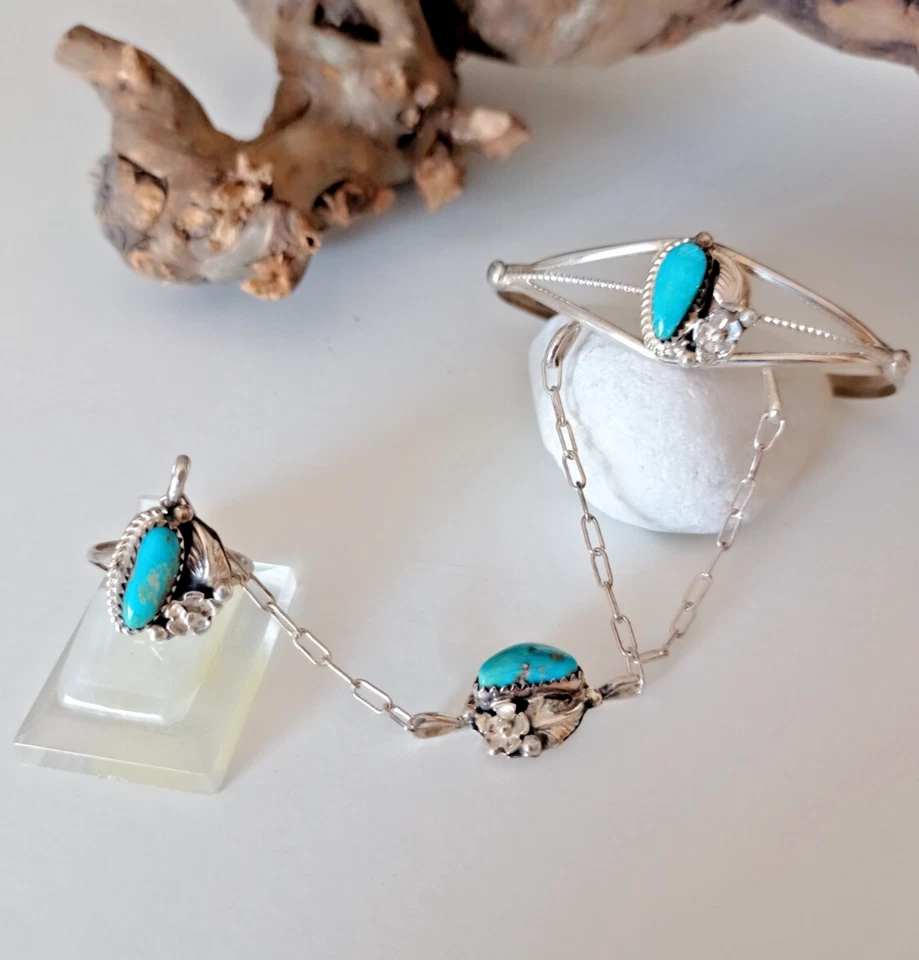 Original Indianerschmuck Türkis Armspange -  Slave Armreif 925 Sterling Silber - Bild 1 von 4