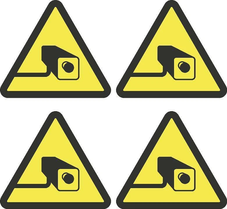 KLEBERIO 4 SELBSTKLEBENDER PVC AUFKLEBER SEHR KLEIN Videoüberwachung 27 x 25mm