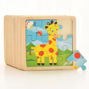 Wooden Puzzle 3d Kids Toys Baby Learning Cartoon Animal jigsaw Educational Puzzl - Picture 1 of 4