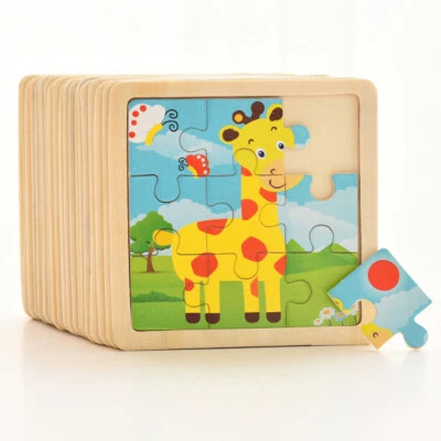 Wooden Puzzle 3d Kids Toys Baby Learning Cartoon Animal jigsaw Educational Puzzl - Image 1 of 4