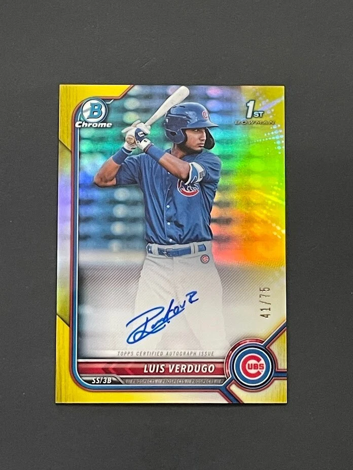 2022 Bowman Chrome Prospect Auto Yellow Refractors #CPALV Luis Verdugo #41/75