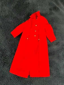 Vtg Skipper Doll Long Red Coat w/Gold Buttons Black & White Tag - Picture 1 of 4