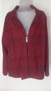 Kim Rogers 2X Womens Jacket Red Black V Neck 1/2 Zip 2 Pockets - Picture 1 of 8