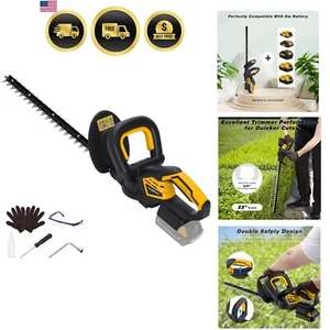 Cordless Hedge Trimmer 22 Inch Dual-Action Blade Battery Powered Yard Tool - Picture 1 of 8