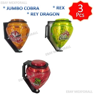 Three Mexican Trompo JUMBO COBRA REY DRAGON REX Spin Top 3 p Cometa Color Aleatorio - Imagen 1 de 2