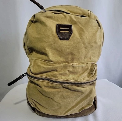 Vintage Abercrombie & Fitch Backpack Tan And Brown Canvas Leather Rare  - Image 1 of 4