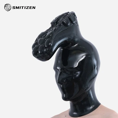 Smitizen Black Glossy Silicone Boots Hood Fetish Costumes for Halloween Cosplay - Image 1 of 4