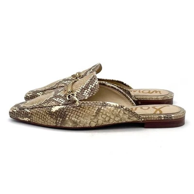 Mocassim Sam Edelman Evelan corrente mula trigo couro múltiplo estampa pele de cobra tamanho 9 - Imagem 1 de 4