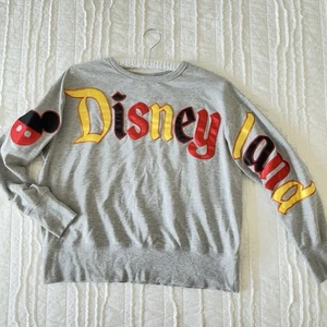 DISNEY PARKS Womens Sweatshirt Disneyland Spell Out Bright Mickey Vacay Sz M - Picture 1 of 8