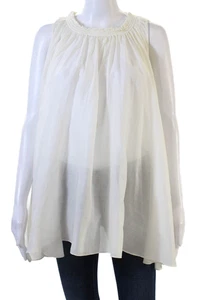 Camicetta donna Marni cotone collo alto senza maniche drappeggio bianca taglia M - Foto 1 di 8