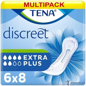 TENA Discreet Extra Plus Thin Incontinence Pads for Women - 750ml (6 Packs of 8) - Picture 1 of 6