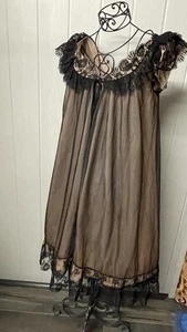 Vintage Claire Sandra for Lucie Ann Peignoir Lace Robe Black Nude Pinup Small - Picture 1 of 18