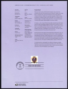 US 2009 Purple Heart (4390) . Souvenir Page SP1727 . First Day Cancellation - Picture 1 of 1