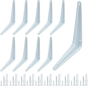 10 Pcs Shelf Brackets 6 X 5 Inch White Shelving Brackets Heavy Duty L Bracket Su - Picture 1 of 4