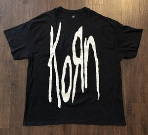 KORN Licensed Nu Metal Band Oversized Logo Music T-Shirt Size XLarge Black NWOT - Picture 1 of 6