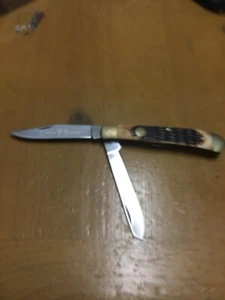 BOKER TREE BRAND CLASSIC LG Trapper 2 Blade Folding Pocket Knife W/ Bone Scales - Picture 1 of 9